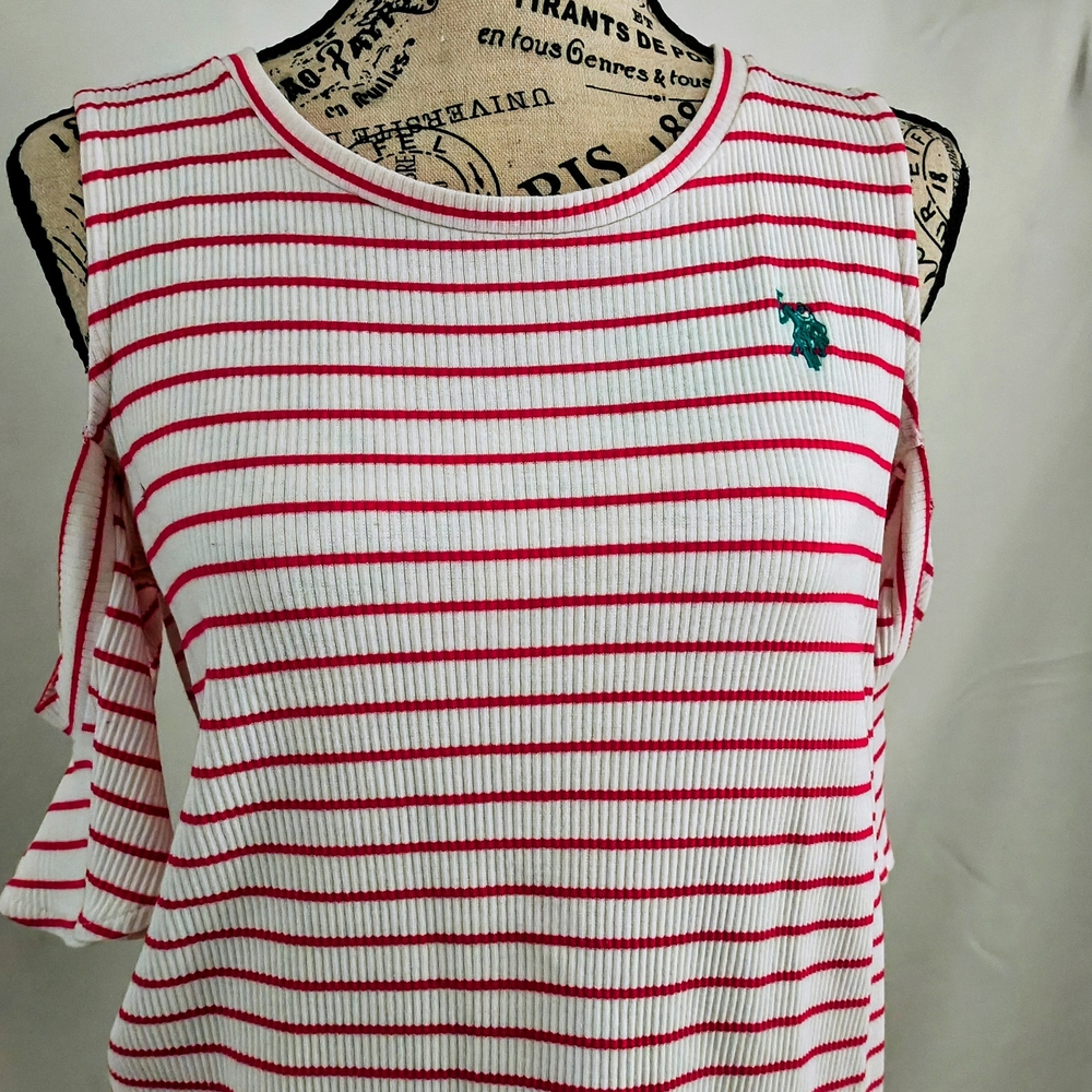 U.S. Polo Assn. Red and White Striped Tank Top